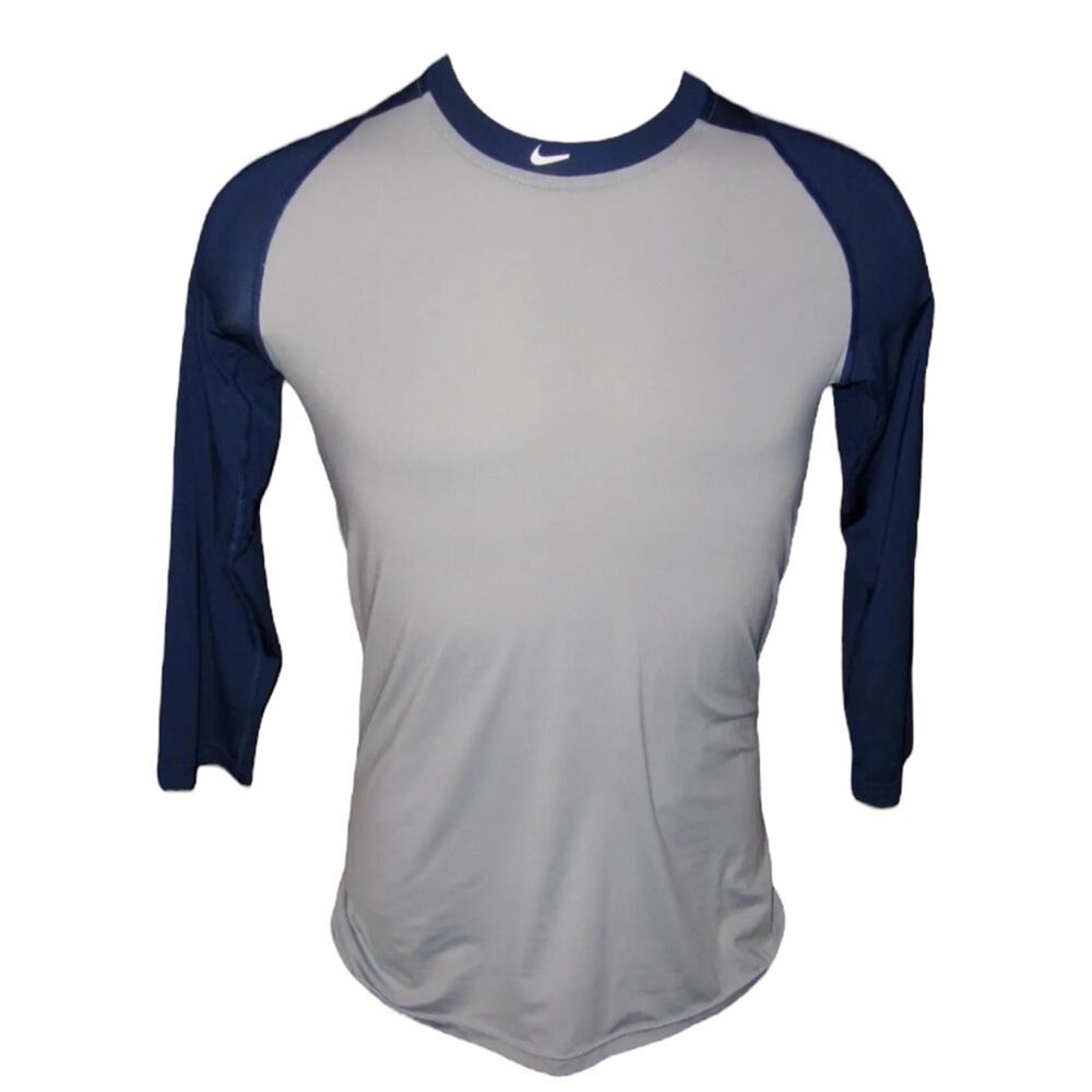 Men's Nike Pro Size Small Dri-Fit Fitted 3/4 Sleeve Shirt in Blue and Gray